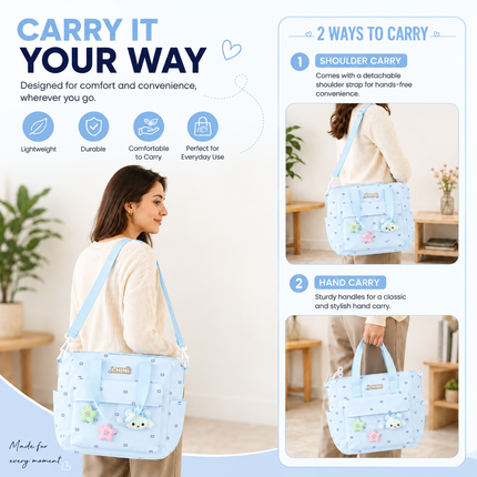 Baby Diaper Bag with Multiple Pockets and Shoulder Strap(Sky blue)