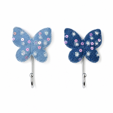 Cute Decorative Wall Hooks Pack of 2 (Butterfly)