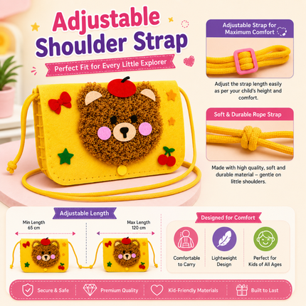 Handmade DIY Felt Shoulder Bag Craft Kit for Kids(Yellow)