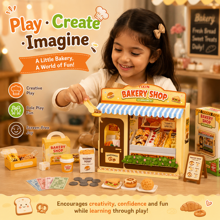 Mini DIY Pretend Play Shop Kit for Kids (Yellow)