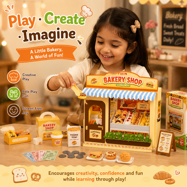 Mini DIY Pretend Play Shop Kit for Kids (Yellow)