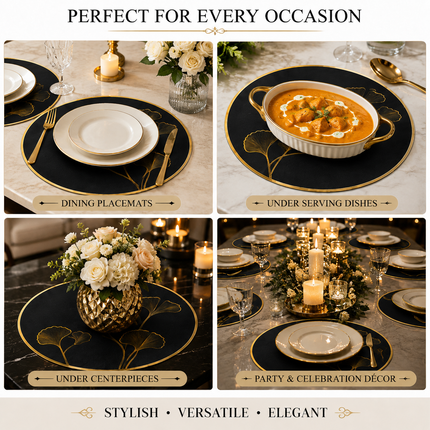 Table Mats Pack of 6 for Dining & Home Decor (Black)
