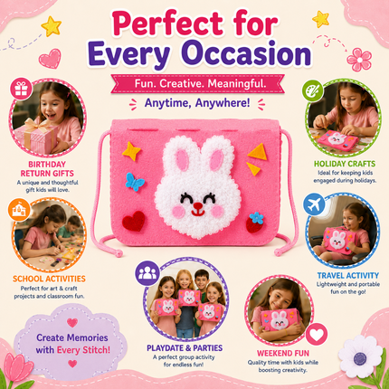 Handmade DIY Felt Shoulder Bag Craft Kit for Kids(Pink)