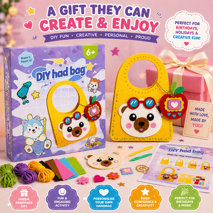 DIY Handbag Making Kit for Girls with 3D Stickers & Charms(Yellow)