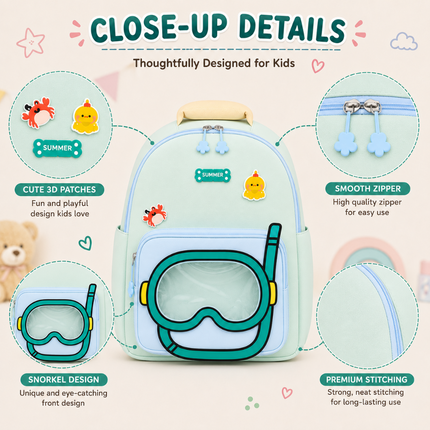 Kids School Backpack with Matching Sling Bag(Sea green)