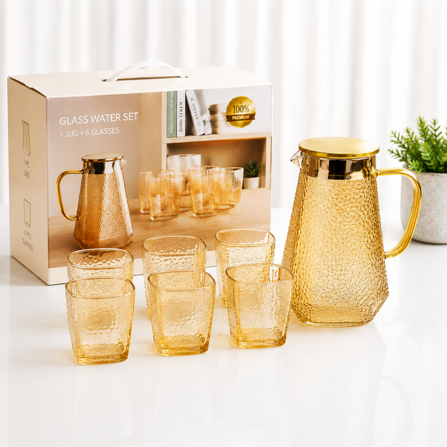 Premium Glass Jug and Glass Set Pack of 7(Model D)