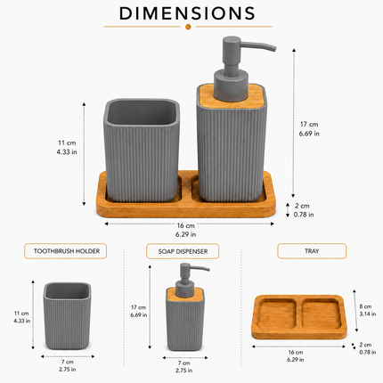 Bathroom Countertop Accessories Set (Grey)