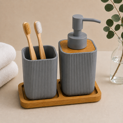 Bathroom Countertop Accessories Set (Grey)
