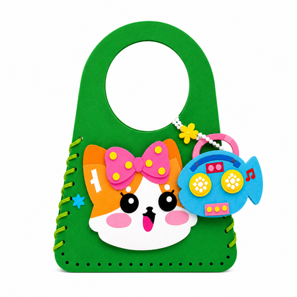 DIY Handbag Making Kit for Girls with 3D Stickers & Charms(Green)