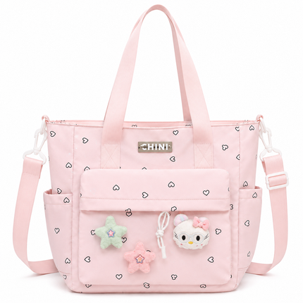 Baby Diaper Bag with Multiple Pockets and Shoulder Strap(Pink)