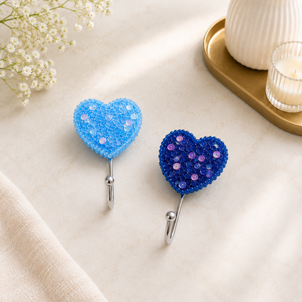 Cute Decorative Wall Hooks Pack of 2 (Heart)