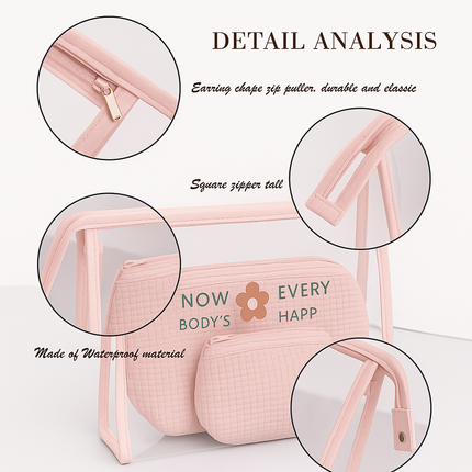 3-in-1 Makeup Bag Set (Baby pink)