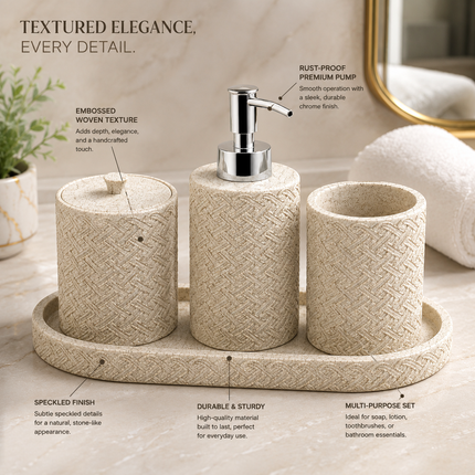 Bathroom Accessories Set of 4 (Beige)