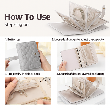 Heart Quilted Travel jewellery Organizer(Elegant Grey)