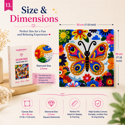 Diamond Painting Kit for Kids & Adults DIY Wall Decor(Butterfly)