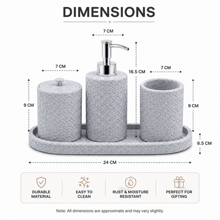 Bathroom Accessories Set of 4 (Grey)