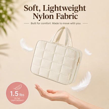 Foldable Travel Jewelry Organizer with Multiple Zip Pockets(White)
