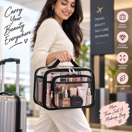 Transparent Makeup Bag for Women, Large Cosmetic Organizer, Travel Bag