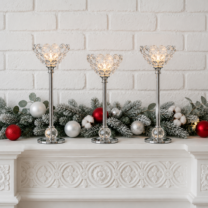 Coslifestore Premium Crystal Candle Holder Set of 3