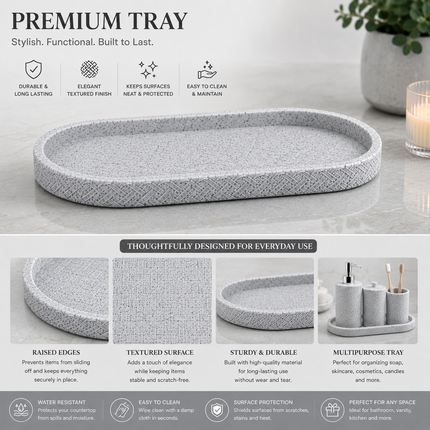 Bathroom Accessories Set of 4 (Grey)