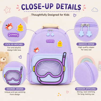 Kids School Backpack with Matching Sling Bag(Purple)