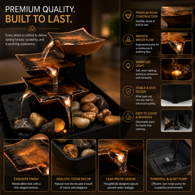 Premium Tabletop Water Fountain for Home Decoration(Model E)