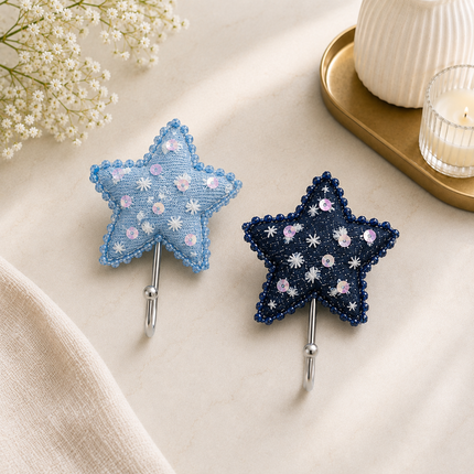Cute Decorative Wall Hooks Pack of 2 (Star)