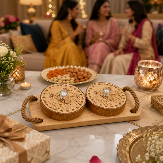 Premium Wooden Dry Fruit Box with Serving Tray(Model A)