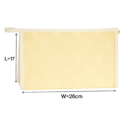 Mesh Cosmetic Pouch with Heart Design(yellow)