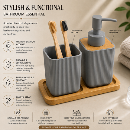 Bathroom Countertop Accessories Set (Grey)