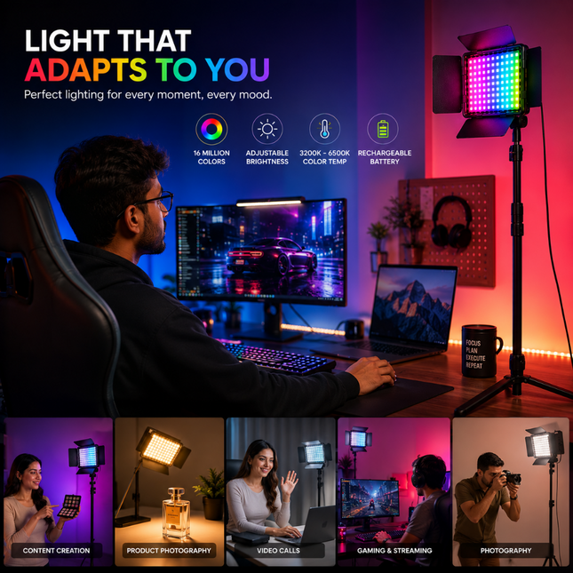 RGB LED Video Light for Photography & Videography