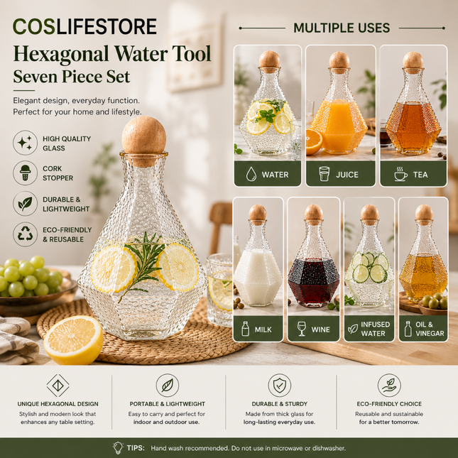 Premium Glass Jug and Glass Set Pack of 7(Model B)