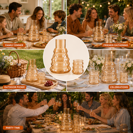 Premium Borosilicate Glass Water Jug & Tumbler Set