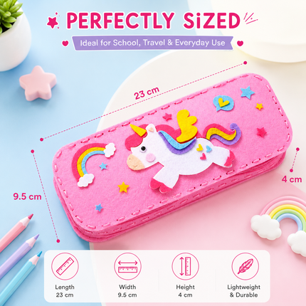 DIY Felt Pencil Case Sewing Kit for Kids with Zipper (Unicorn)