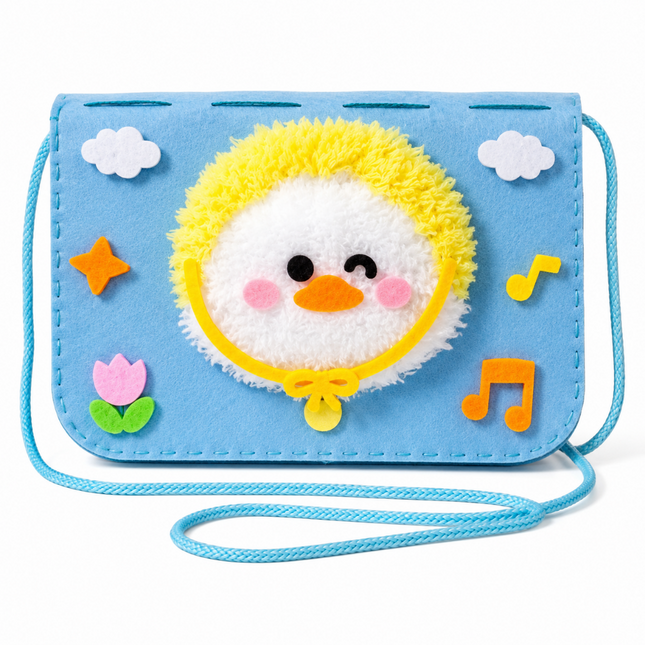 Handmade DIY Felt Shoulder Bag Craft Kit for Kids(Blue)