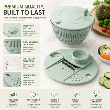 Multifunction Vegetable Chopper with Salad Spinner Bowl
