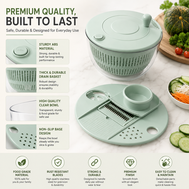 Multifunction Vegetable Chopper with Salad Spinner Bowl