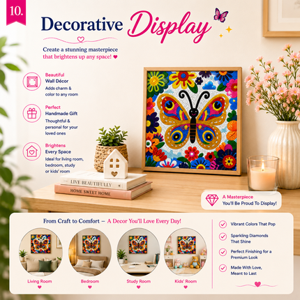 Diamond Painting Kit for Kids & Adults DIY Wall Decor(Butterfly)