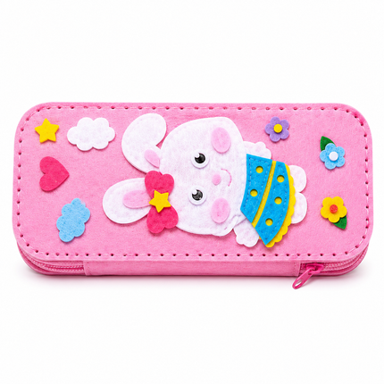 DIY Felt Pencil Case Sewing Kit for Kids with Zipper (Bunny)