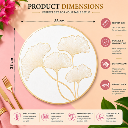 Table Mats Pack of 6 for Dining & Home Decor (White)