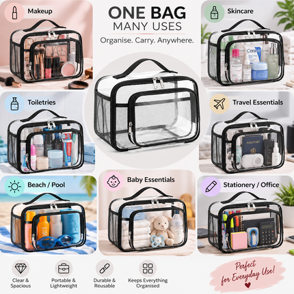Transparent Makeup Bag for Women, Large Cosmetic Organizer, Travel Bag