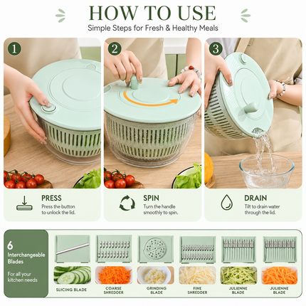 Multifunction Vegetable Chopper with Salad Spinner Bowl