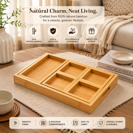Elegant Bamboo Dry Fruit Storage & Serving Tray (Model B)