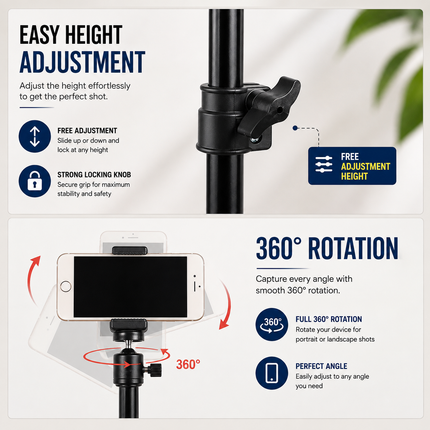 Adjustable Tripod Stand for Mobile Phone & Ring Light