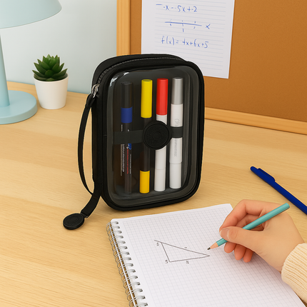 Transparent Multipurpose Pouch with Handle(Jet Black)