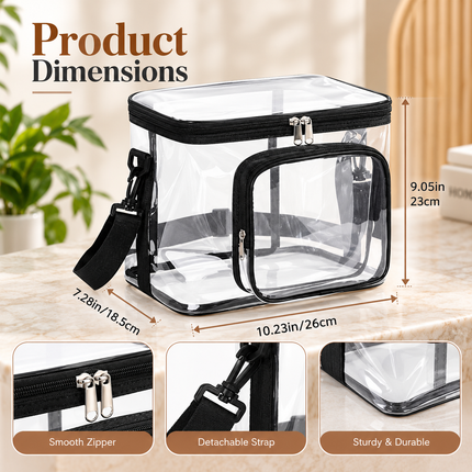 Transparent PVC Crossbody Bag with Zipper & Adjustable Strap