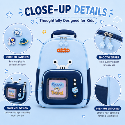 Kids School Backpack with Matching Sling Bag B (Sky)
