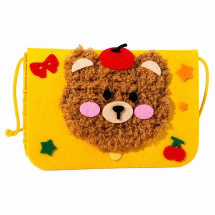 Handmade DIY Felt Shoulder Bag Craft Kit for Kids(Yellow)