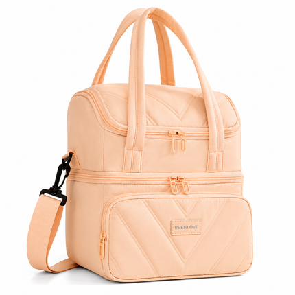 Double Layer Insulated Lunch Bag(Peach)