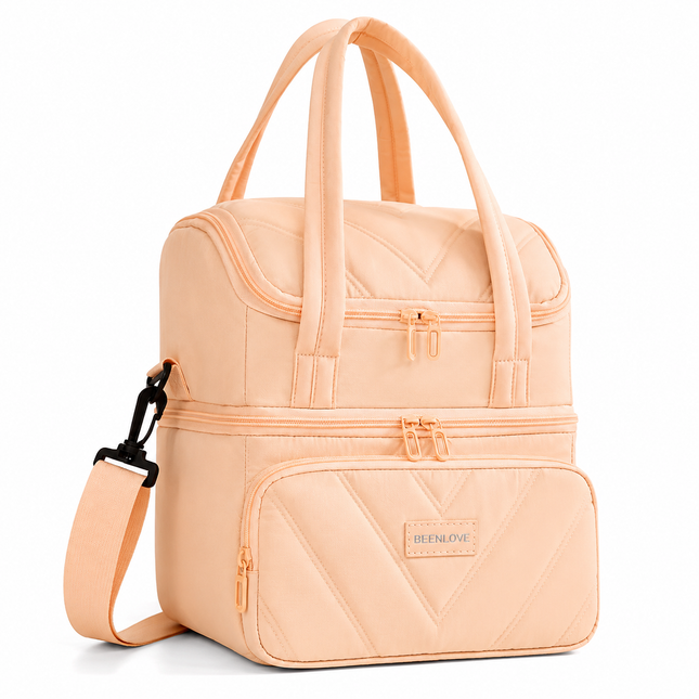 Double Layer Insulated Lunch Bag(Peach)